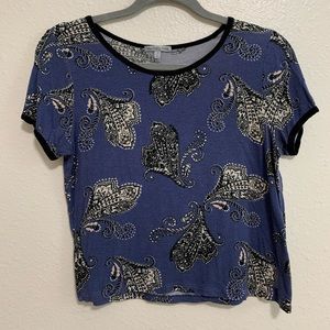 Charlotte Russe Blue and White Short Sleeve Top